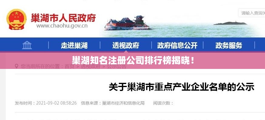 巢湖知名注册公司排行榜揭晓!